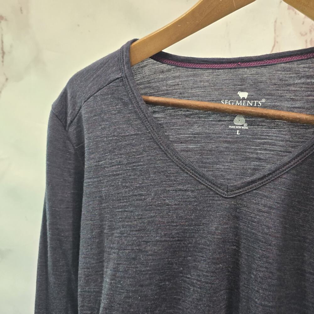 Segments Top Womens Large Purple Merino Wool Baselayer Shirt Long Sleeve Shirt - Picture 2 of 10